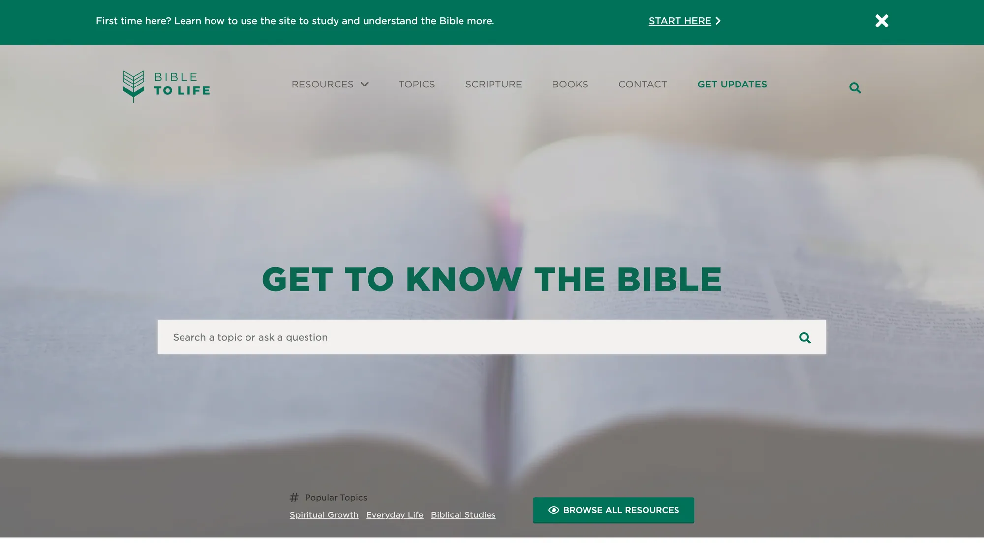 Bible to Life homepage